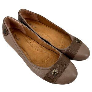 Softspots Womens Taupe Cushioned Insoles Leather Flats 9.5M